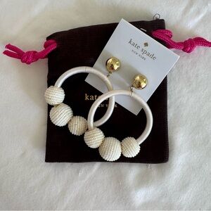 Kate Spade New York The Bead Goes On White Beaded Hoop Earrings